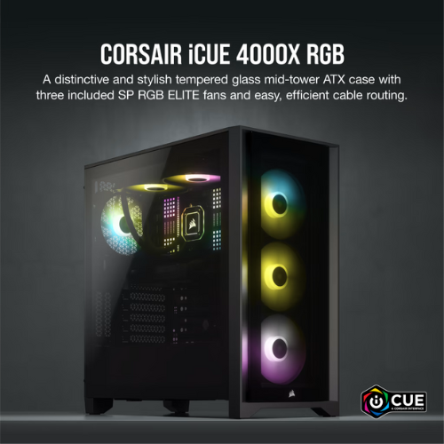 CORSAIR ICUE 4000X RGB MID TOWER CASE - BLACK