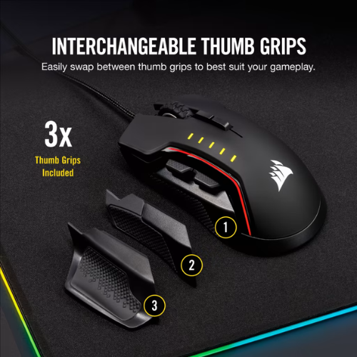 CORSAIR ICUE GLAIVE PRO RGB WIRED GAMING MOUSE - BLACK