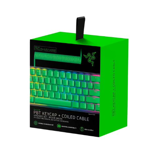 RAZER PBT KEYCAP +COILED CABLE UPGRADE SET - GREEN