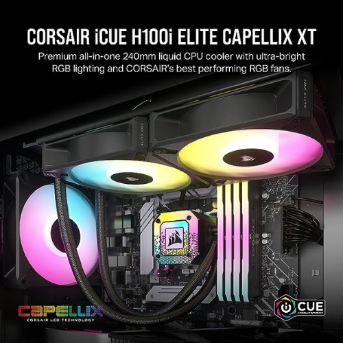 CORSAIR ICUE H100I ELITE CAPELLIX XT LIQUID CPU COOLER - BLACK