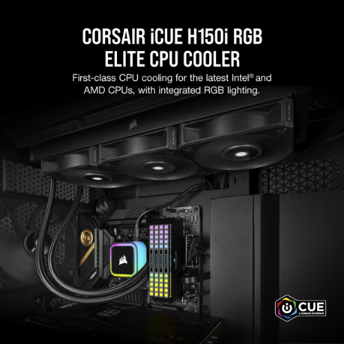 CORSAIR ICUE H150I RGB ELITE LIQUID CPU COOLER - BLACK