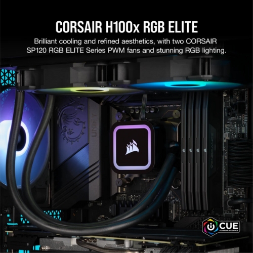 CORSAIR ICUE H100X RGB ELITE AIO 240MM CPU LIQUID COOLER - BLACK