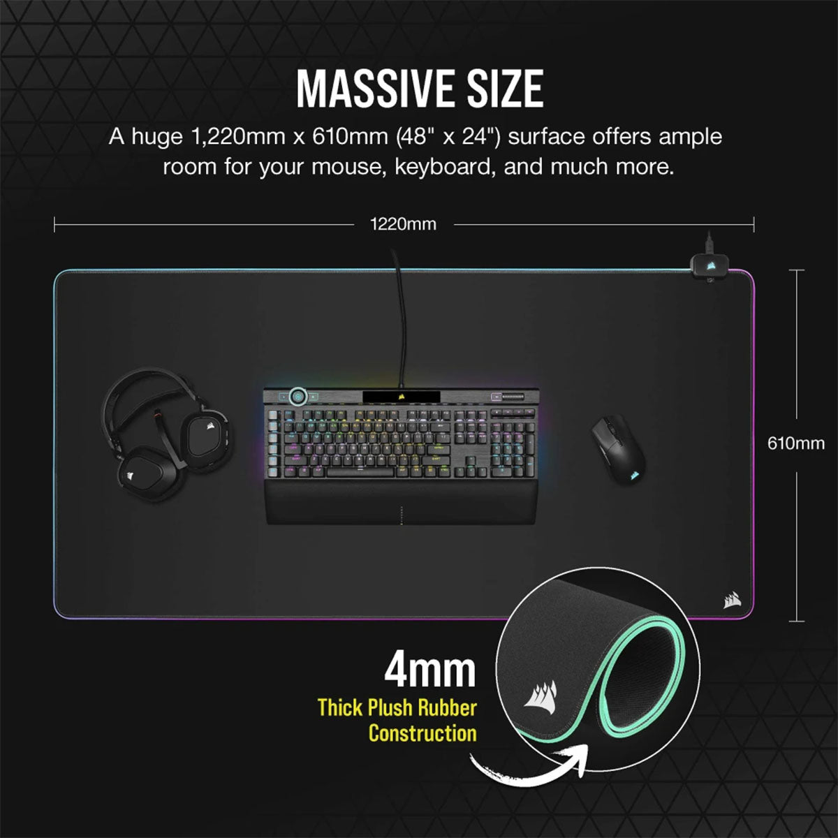 CORSAIR MM700 RGB EXTENDED 3XL CLOTH GAMING MOUSE PAD / DESK MAT